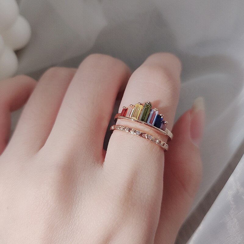 Double Band Rainbow Ring