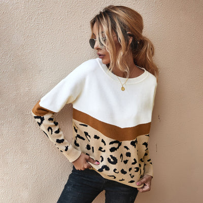 Knitted Leopard Patch Sweater